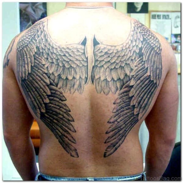 Attractive Memorial Angel Wing Tattoo