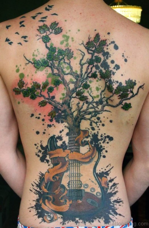 Attractive Tree Tattoo On Back