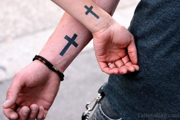 Awesome Cross Tattoo Design On Wrist
