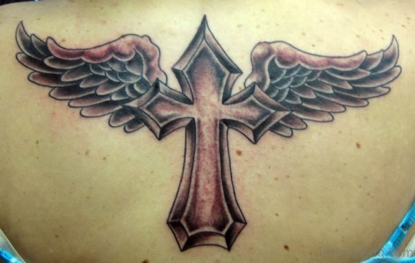 Awesome Cross Wings Tattoo