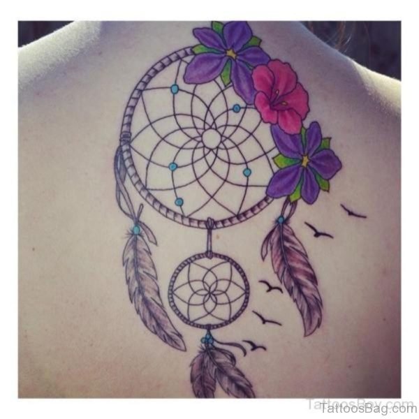 Awesome Dreamcatcher Tattoo On Back
