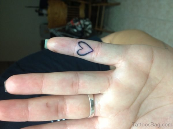 Awesome Heart Tattoo On Finger