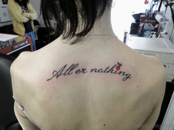 Awesome Lettering Tattoo On Back