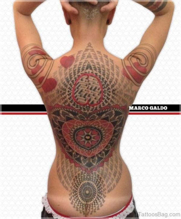 Awesome Mandala Tattoo On Full Back 