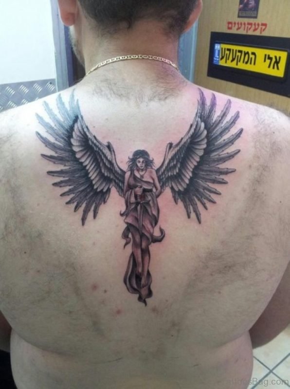 Awesome Memorial Angel Tattoo Design