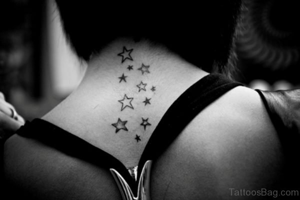 Awesome Stars Tattoo On Back 
