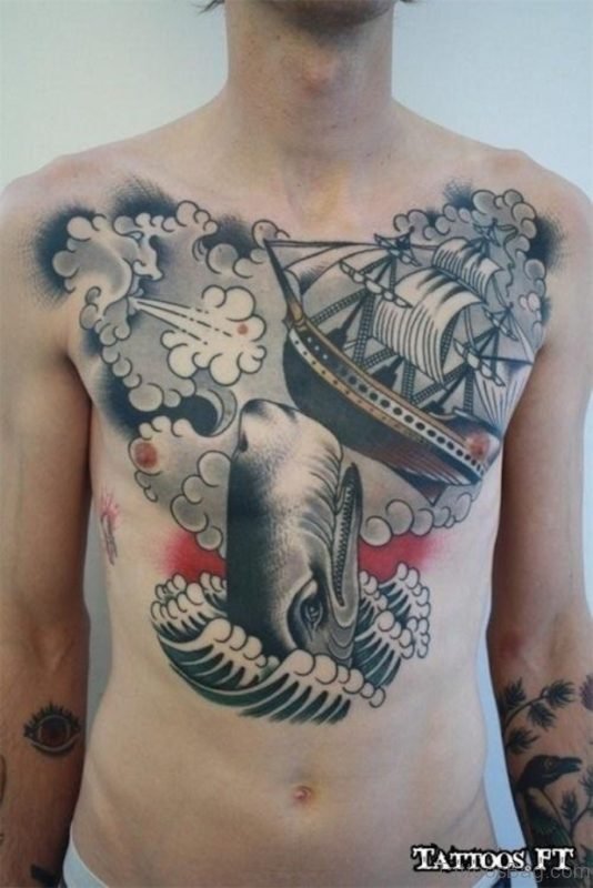 Awesome Traditional Chest Tattoo