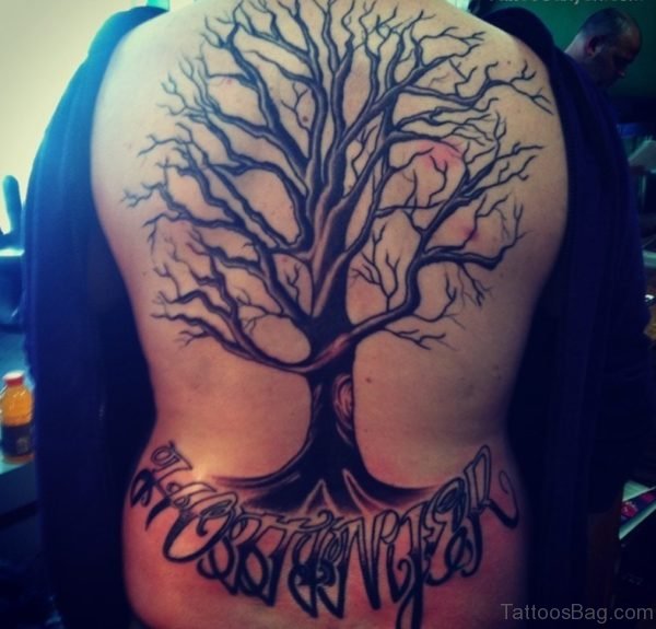 Awesome Tree Tattoo Design On Back