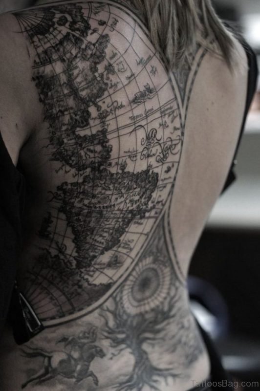 Awesome World Map Tattoo