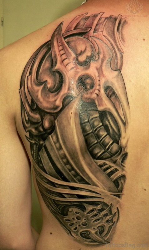 Back Shoulder Rip Skin Tattoo