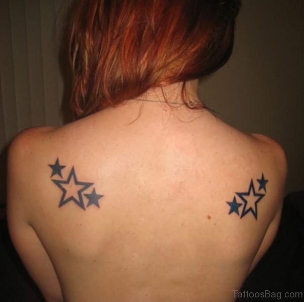 Black Star Tattoo On Back