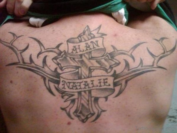 Banner And Cross  Tattoo