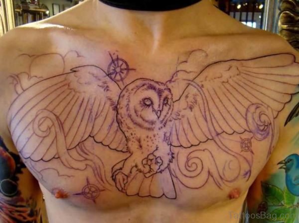 Barn Owl Tattoo On Chest