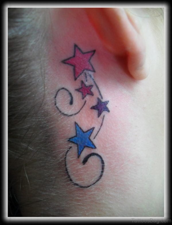 Beautiful Small Stars Neck Tattoo