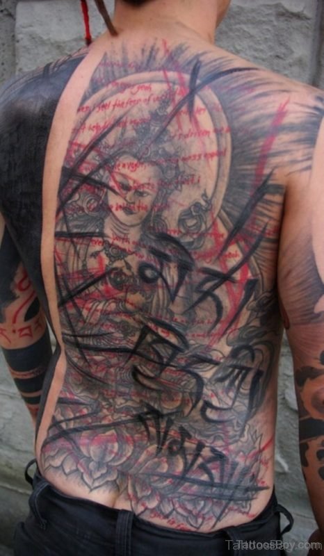 Beautiful Buddhist Tattoo Design  On Back