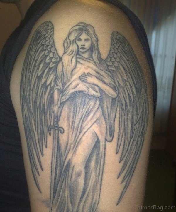 Beautiful Angel Shoulder Tattoo