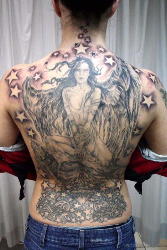 Angel Tattoo On Full Back