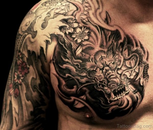 Beautiful Black Dragon Shoulder Tattoo