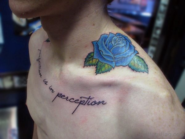 Beautiful Blue Rose Neck Tattoo Design