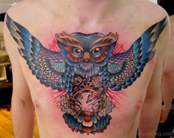 Beautiful Colored Owl Tattoo