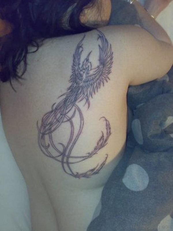 Beautiful Feather Tattoo Design On Girl Back