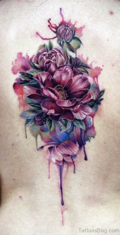 Beautiful Flower Tattoo On Back