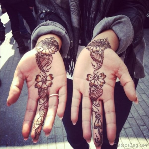Beautiful Henna Flower Tattoo On Hand
