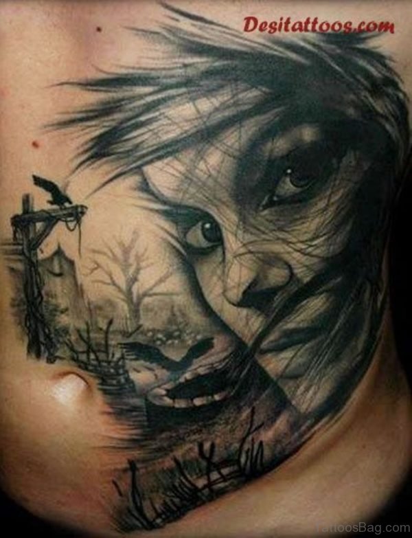 Beautiful Horror Tattoo On Back