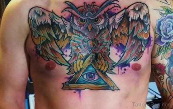 Beautiful Owl Clock Tattoo