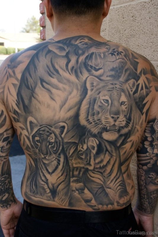 Beautiful Tiger Tattoo On Back