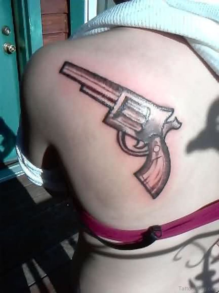 Pornstar with gun tattoo