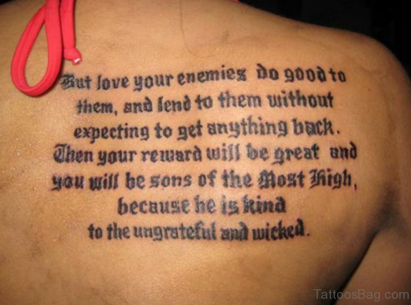 Bible Verses Lettering Tattoo On Back
