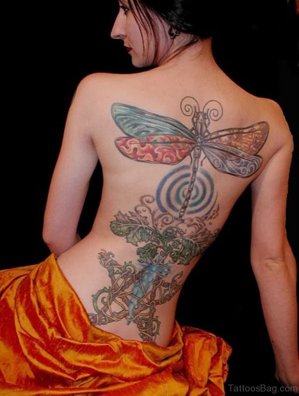 Big Dragonfly Tattoo For Girls On Back