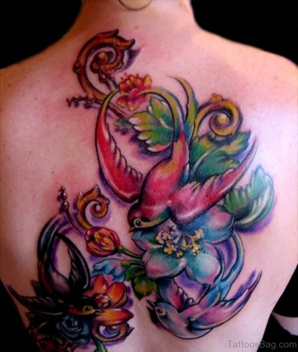 Bird And Flower Tattoo