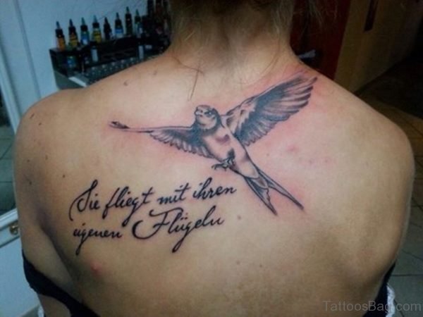 Bird And Wording Tattoo