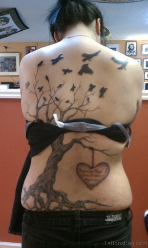 Bird Tattoo And Tree Tattoo