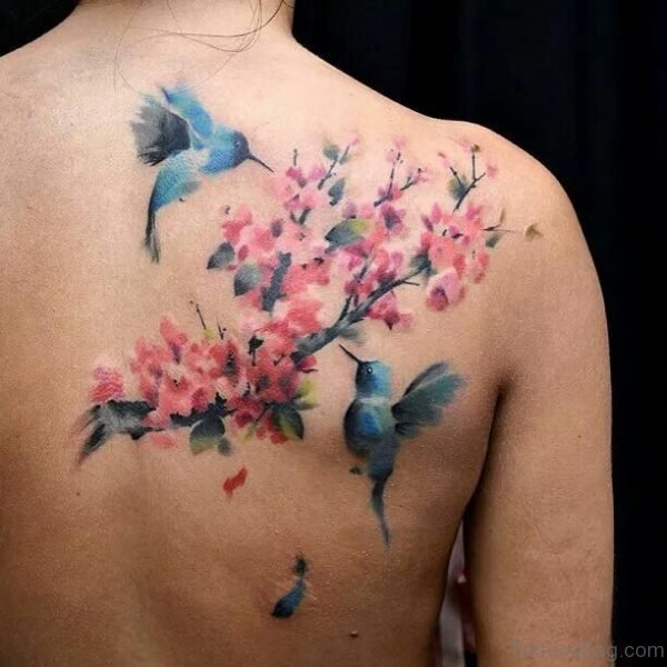 Birds & Cherry Blossom Tattoo