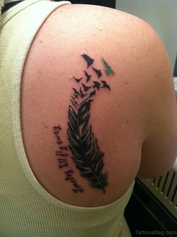 Birds With Feather Tattoo On Back