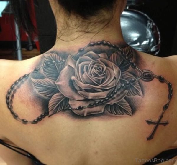 Black And Grey 3D Rosary Tattoo