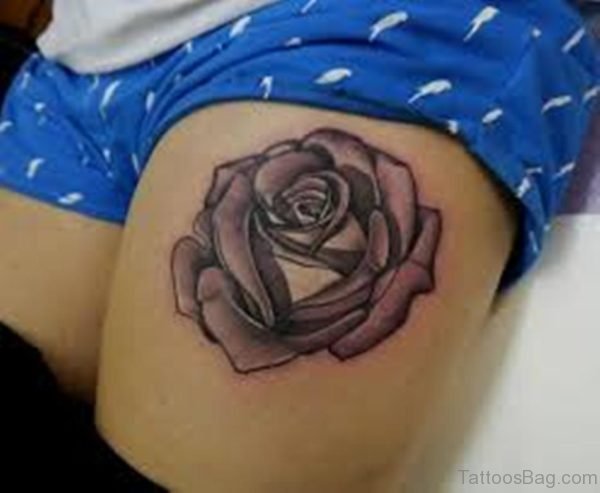 Black And Grey 3D Rose Tattoo