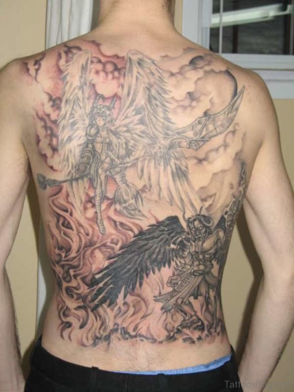 Black And Grey Demon Tattoo