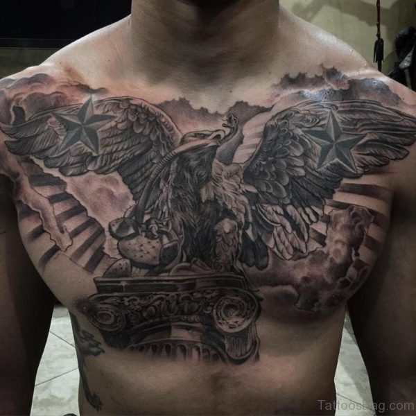 Black And Grey Mexican Eagle Tattoo