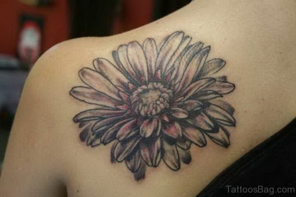 Black And White Daisy Flower Tattoo 