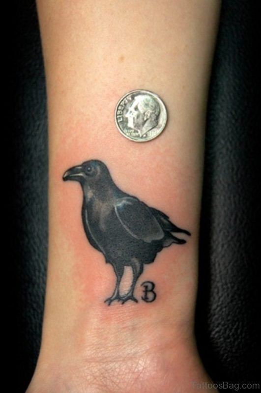 Black Bird Tattoo On Wrist