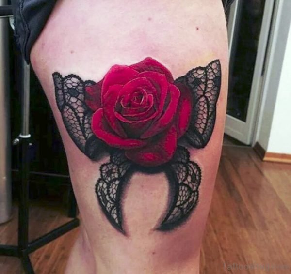 Black Bow And Rose Tattoo