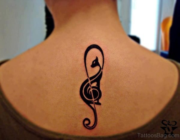 Black Cat Music Sign Tattoo