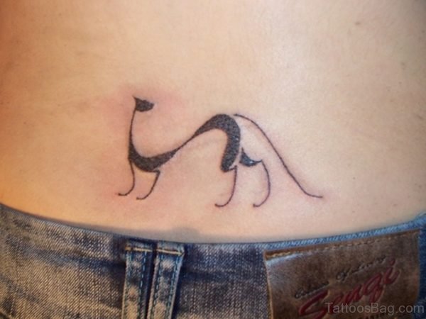 Black Cat Tattoo On Lower Back