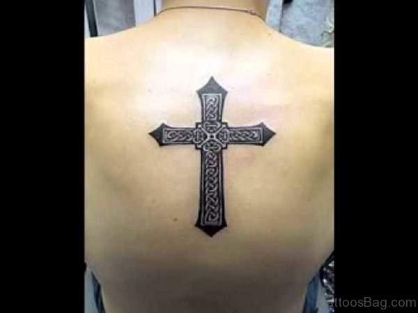 Black Cross Tattoo On Back