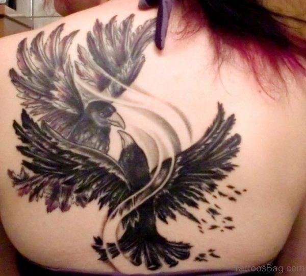 Black Crow Tattoo On Back
