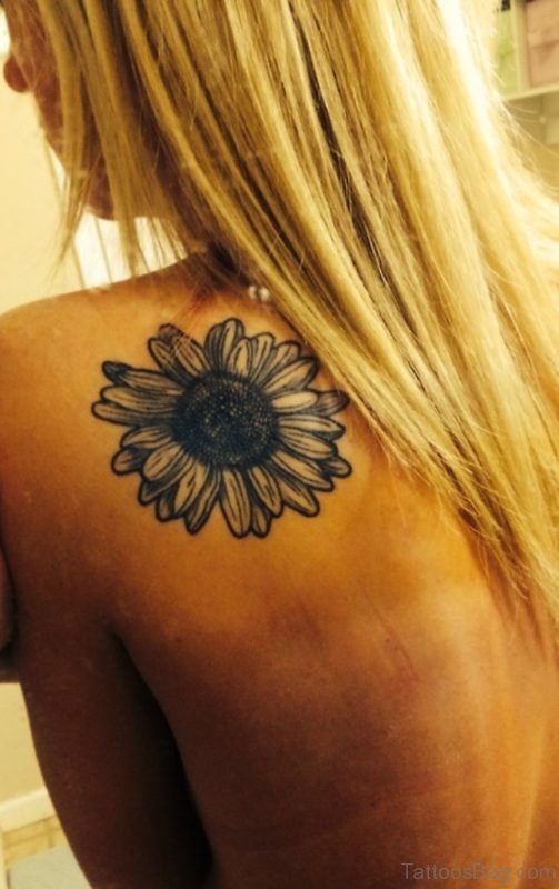 Black Daisy Flower Tattoo 